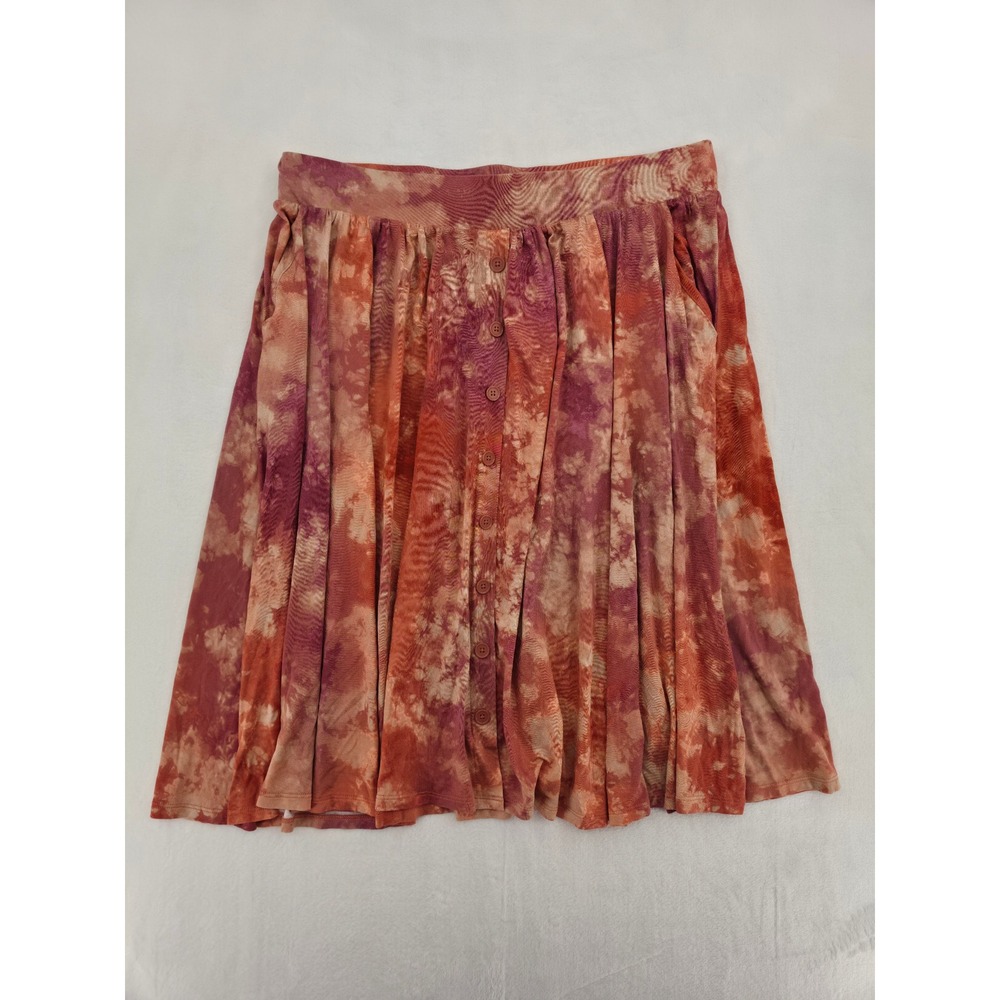 NWT Torrid Super Soft Tiger Dye Pullo On Midi Skirt Marble Pink Orange Size 1X